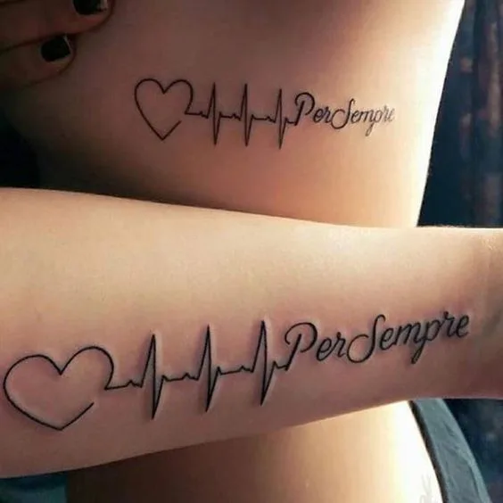 Matching Heartbeat Tattoos for Family Members