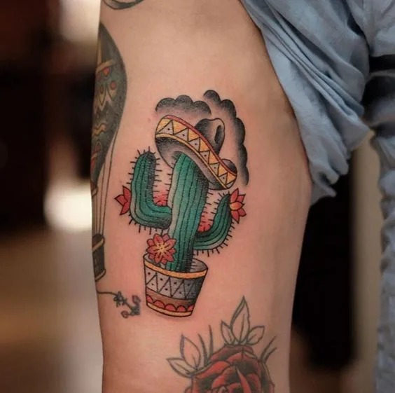 Natural motifs like flowers, cacti, and butterflies are commonly incorporated into Mexican-inspired tattoos