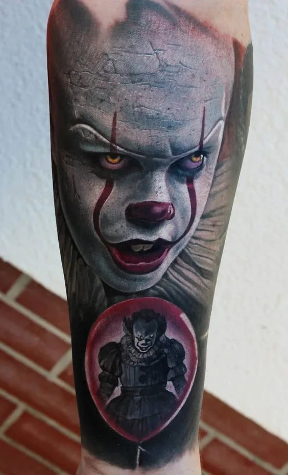 Black and Gray Pennywise Tattoo Styles
