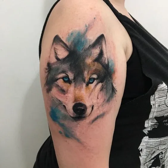 Custom Colorful Husky Tattoos